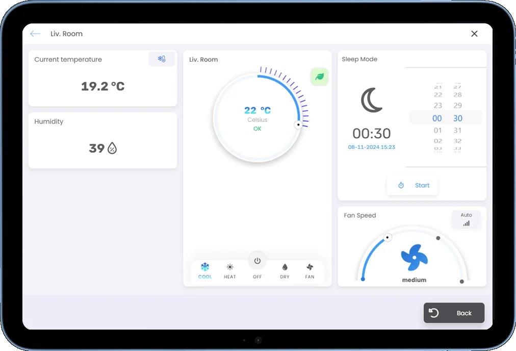 screenshot from hvac interface