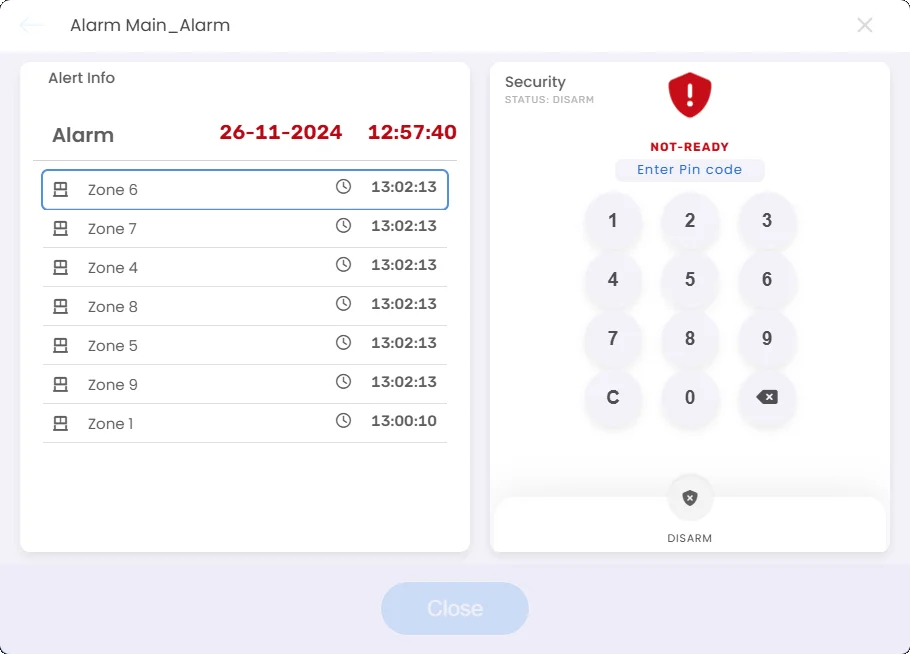 screenshot from security interface