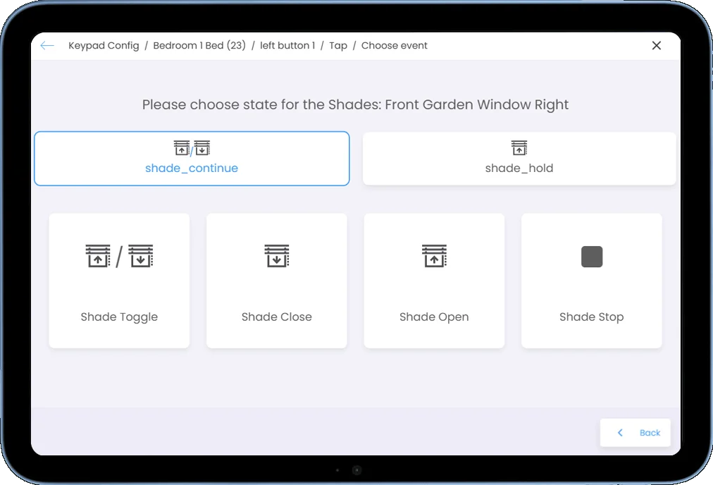 screenshot from keypad configuration interface