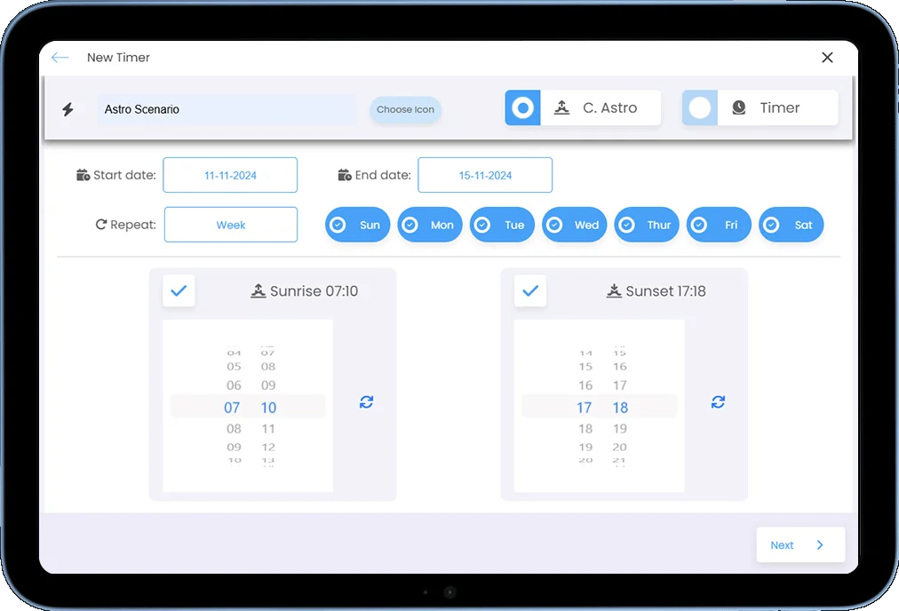 screenshot from schedules interface
