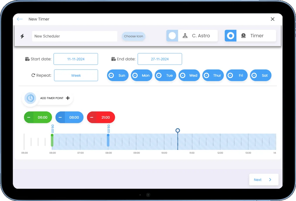 screenshot from schedules interface