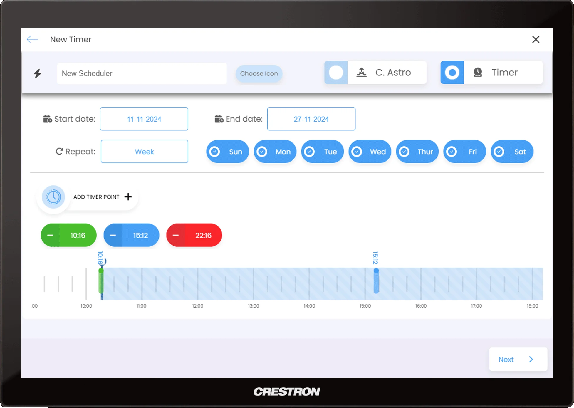 screenshot from schedules interface
