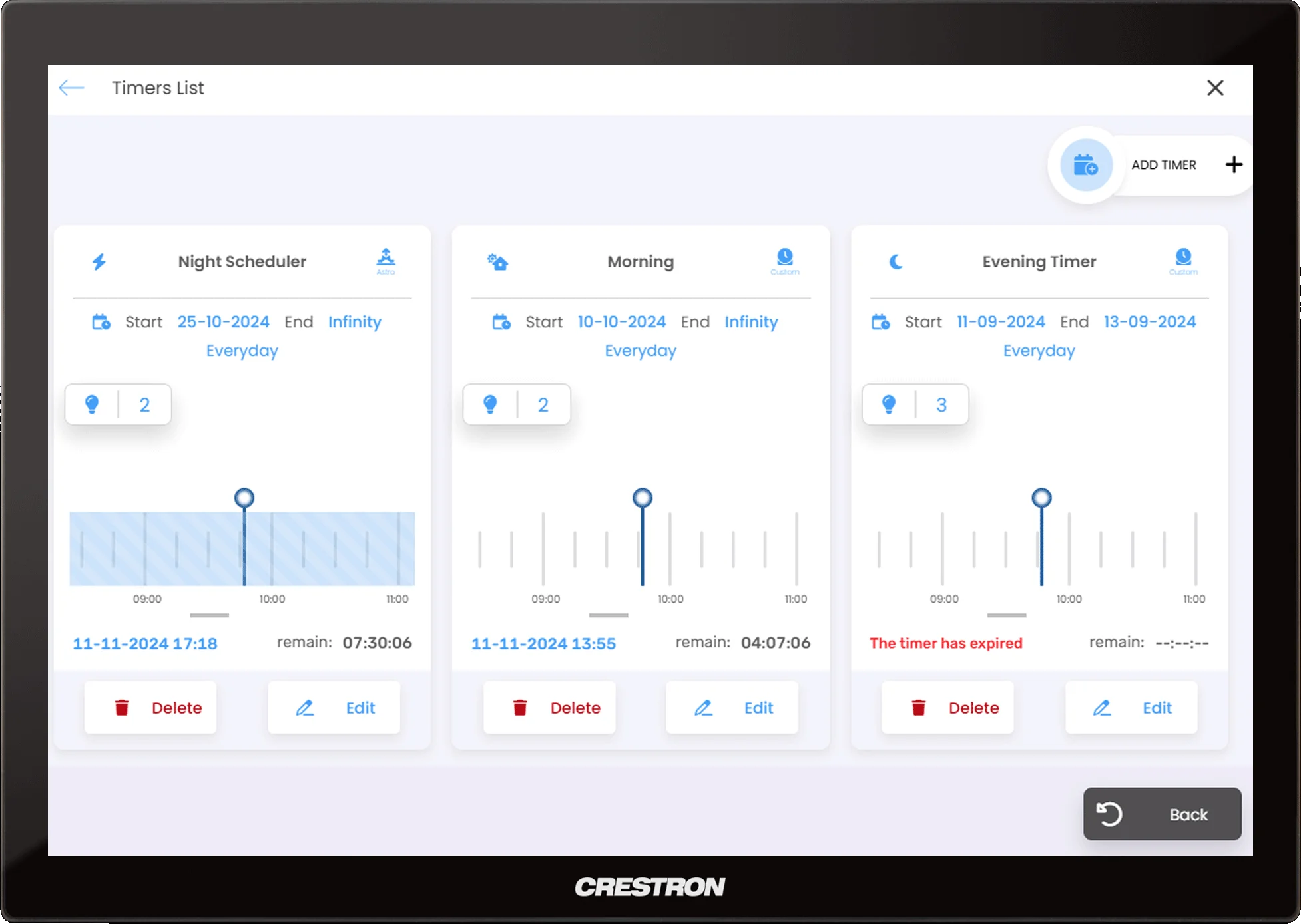 screenshot from schedules interface