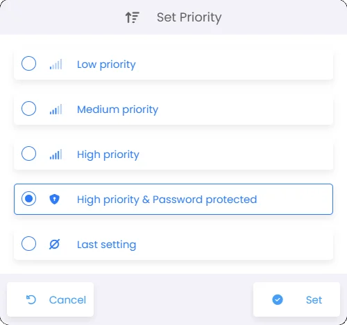 screenshot from schedules interface