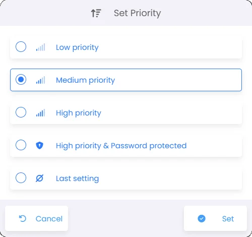 screenshot from schedules interface